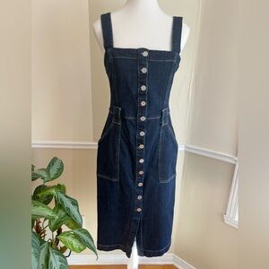 Dynamite Dark Indigo Denim Button-Front Overall Dress